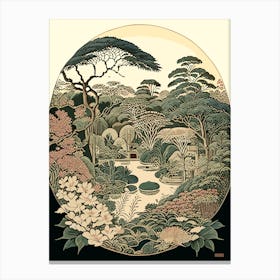Rikugien Gardens 1, Japan Vintage Botanical Canvas Print