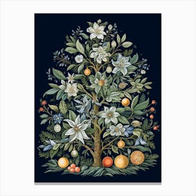 William Morris Style Christmas Tree 11 Canvas Print