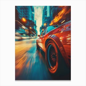 Speed Car In The City Canvas Print