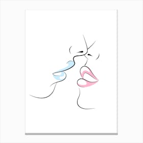 Kissing Couple Vector Illustration Canvas Print