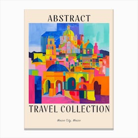 Abstract Travel Collection Poster Mexico City Mexico 3 Canvas Print