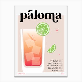 Paloma in Beige Cocktail Recipe Canvas Print
