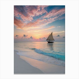 Sailboat At Sunset 2 Canvas Print