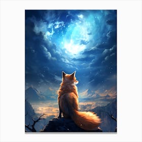Fox In The Moonlight 3 Canvas Print