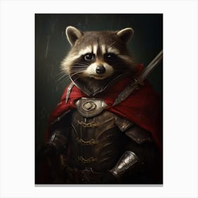 Vintage Portrait Of A Crab Eating Raccoon Dressed As A Knight 1 Canvas Print