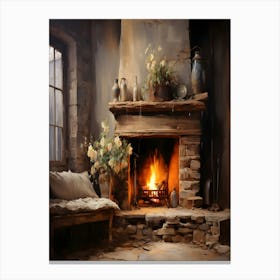 Fireplace Stock Videos & Royalty-Free Footage 1 Canvas Print