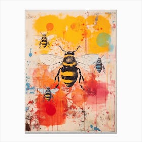 Bee Screen Print Inspired  4 Canvas Print