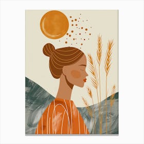 Woman In The Field Canvas Print