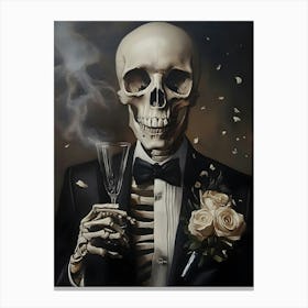 Skeleton In Tuxedo Canvas Print