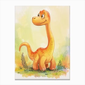 Cute Cartoon Amargasaurus Dinosaur 2 Canvas Print