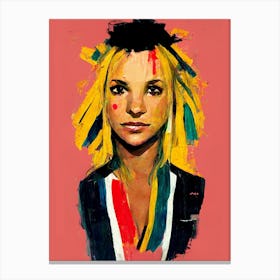 Britney Spears Basquiat Style Pink Canvas Print