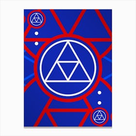 Geometric Abstract Glyph in White on Red and Blue Array n.0030 Canvas Print