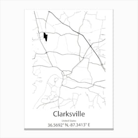 Clarksville,United States Minimalist Map 1 Canvas Print