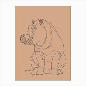 Hippo - Boho, Line Art Canvas Print