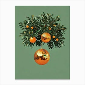 Disco Ball Orange Tree Leaves Art Print Canvas Print