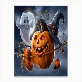 Halloween Pumpkin with hat 5 Canvas Print