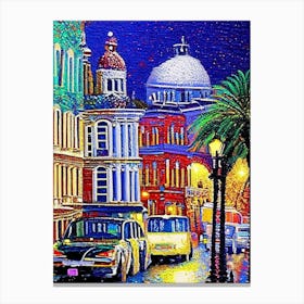 New Orleans, City Us  Pointillism Canvas Print
