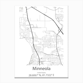 Minneola,United States Minimalist Map Lienzos