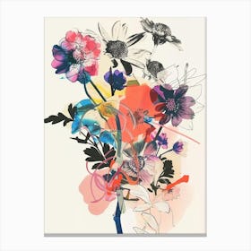 Cineraria 1 Collage Flower Bouquet Canvas Print