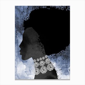 African Woman Afro Blue Canvas Print