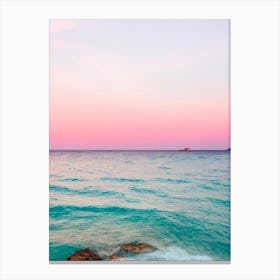Cala Salada, Ibiza, Spain Pink Photography 1 Canvas Print