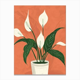Peace Lily Plant Minimalist Illustration 1 Canvas Print