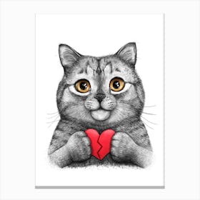 Cat With Love Canvas Print