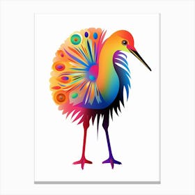 Colourful Geometric Bird Kiwi 1 Canvas Print