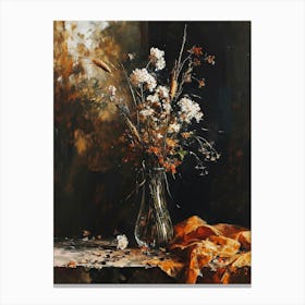 Baroque Floral Still Life Flax Flowers 2 Canvas Print