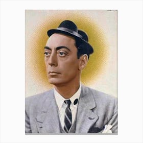 Buster Keaton Retro Collage Movies Canvas Print