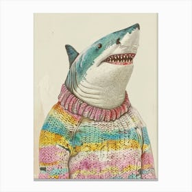 Shark In A Knitted Jumper Illustration 1 Canvas Print