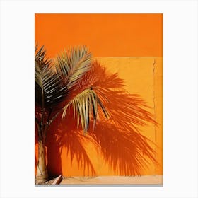 Palm Leaves Orange Wall Summer Photography Canvas Print
