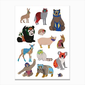 Mexican Wrestling Animals Canvas Print
