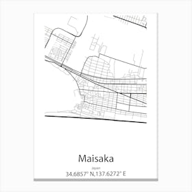 Maisaka,Japan Minimalist Map Canvas Print