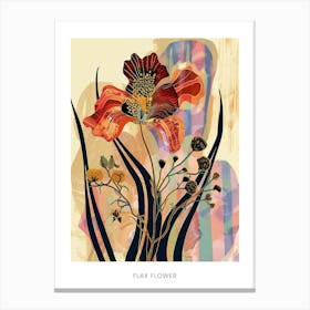 Colourful Flower Illustration Poster Flax Flower 3 Canvas Print