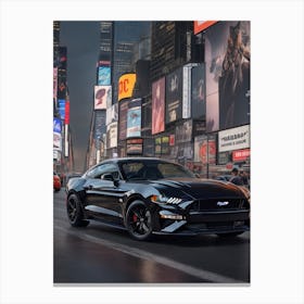 Dreamshaper V7 Picture A Sleek Black Mustang Gt Under The Lumi 3 Canvas Print
