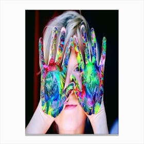 Child With Painted Hands Canvas Print