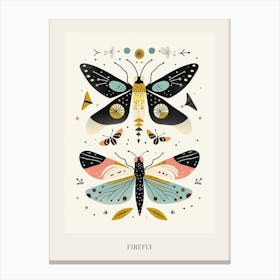 Colourful Insect Illustration Firefly 2 Poster Canvas Print