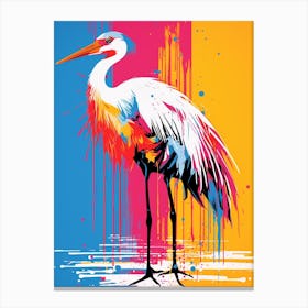 Andy Warhol Style Bird Crane 2 Canvas Print