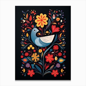 Folk Bird Illustration Dove 3 Canvas Print