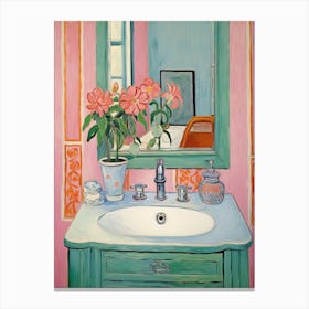 Bathroom Vanity Painting With A Cosmos Bouquet 2 Canvas Print