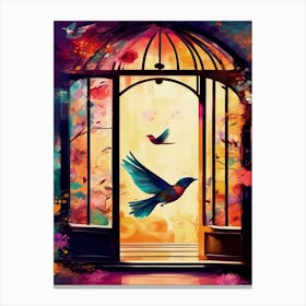 Birds In The Window Canvas Print