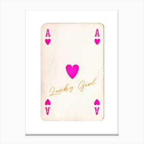 Ace Of Hearts Lucky Girl Canvas Print