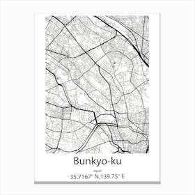 Bunkyo Ku,Japan Minimalist Map Canvas Print