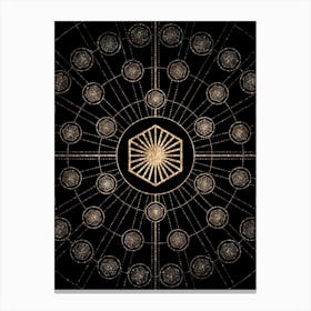 Geometric Glyph Radial Array in Glitter Gold on Black n.0245 Canvas Print
