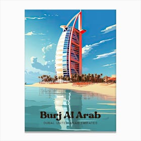 Burj Al Arab Dubai Hotel Digital Travel Illustration Canvas Print