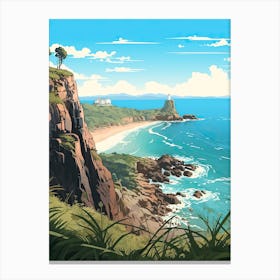 Cape Byron, Australia, Flat Illustration 2 Canvas Print