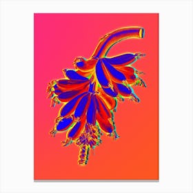 Neon Banana Botanical in Hot Pink and Electric Blue Canvas Print