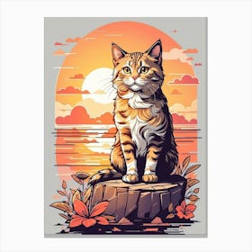 Cat At Sunset Canvas Print