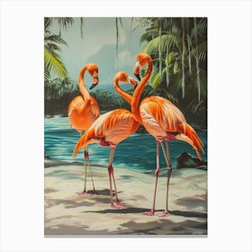 Greater Flamingo Galapagos Islands Ecuador Tropical Illustration 1 Canvas Print